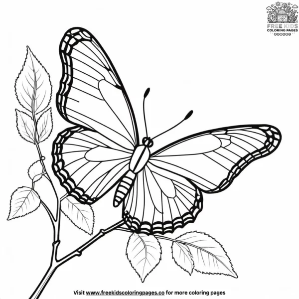 Butterfly on a branch coloring pages