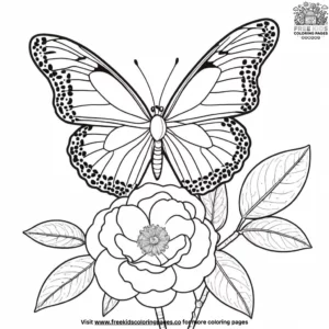 Butterfly On A Camellia Coloring Pages