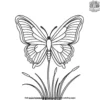 Butterfly On A Cattail Coloring Pages