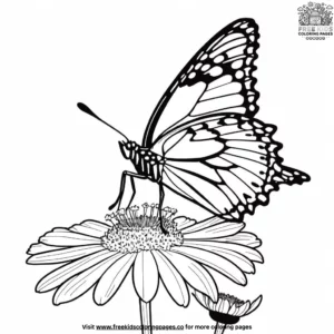 Butterfly On A Cosmos Coloring Pages