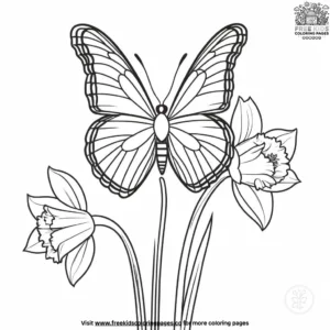 Butterfly On A Daffodil Coloring Pages