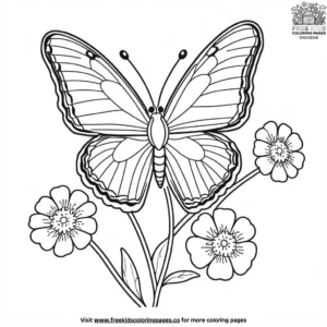 Butterfly On A Forget me not Coloring Pages