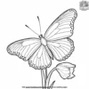 Butterfly On A Iris Coloring Pages