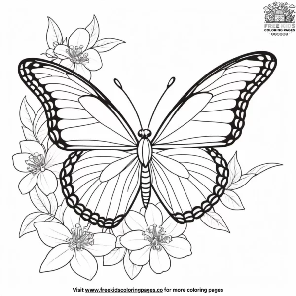 Butterfly on a jasmine coloring pages