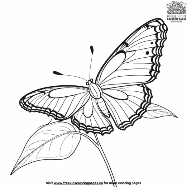 Butterfly on a leaf coloring pages