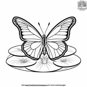 Butterfly On A Lily Pad Coloring Pages