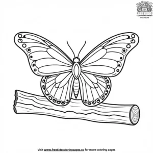 Butterfly On A Log Coloring Pages