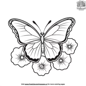 Butterfly On A Morning Glory Coloring Pages