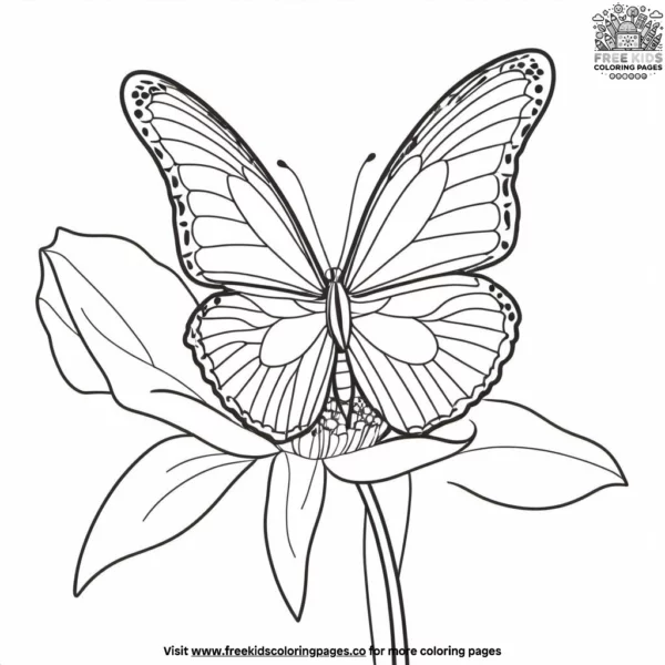 Butterfly on a petal coloring pages