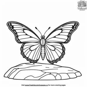 Butterfly over a rock coloring pages