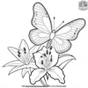 Butterfly Resting on a Lily Coloring Pages