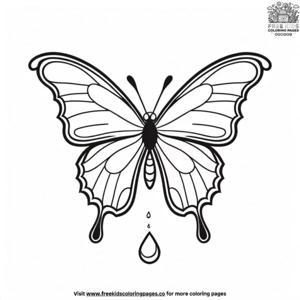 Butterfly with a raindrop coloring pages