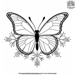 Butterfly With A Snowflake Coloring Pages