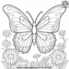 Butterfly and Daisies Coloring Pages