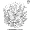 Butterfly and Spring Blooms Coloring Pages