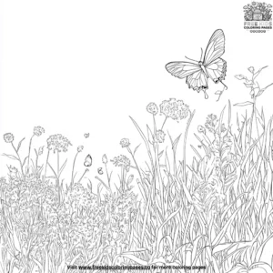 Butterfly in a meadow coloring pages