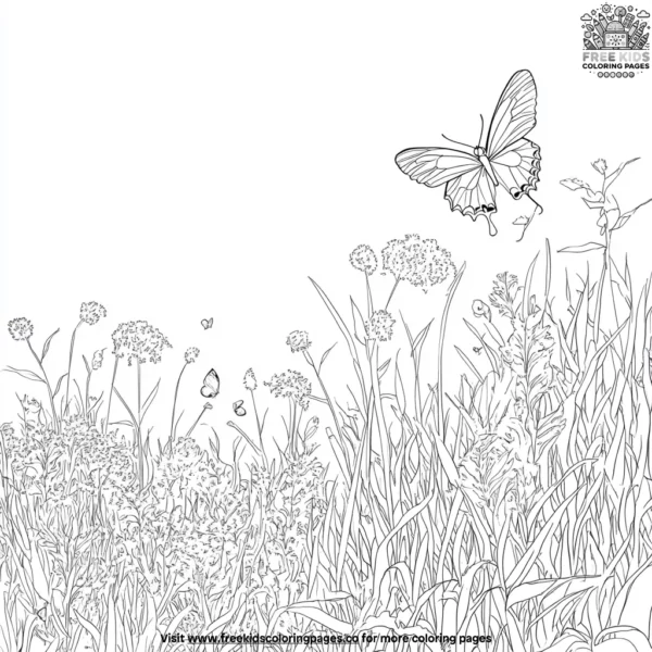 Butterfly in a meadow coloring pages