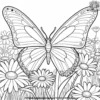 Butterfly on a Daisy Field Coloring Pages