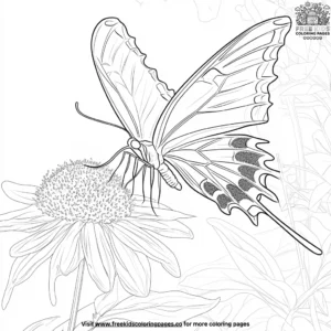 Butterfly on a flower coloring pages