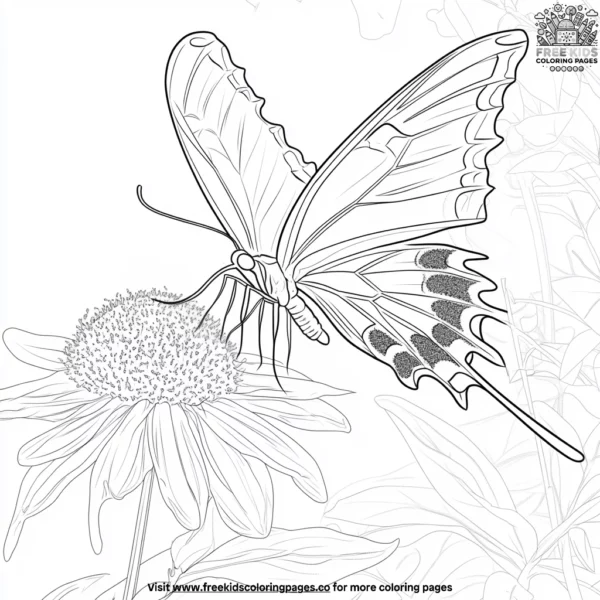 Butterfly on a flower coloring pages