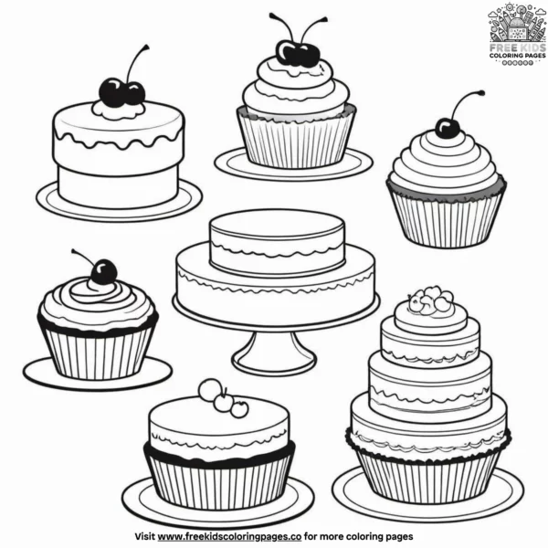 Cake party coloring pages