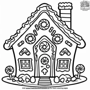 Candy Topped Gingerbread House Coloring Pages