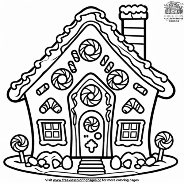 Candy topped gingerbread house coloring pages