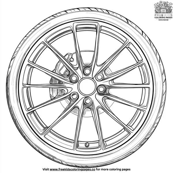 Car wheel coloring pages