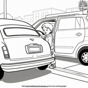 Careful Car Exit Coloring Pages