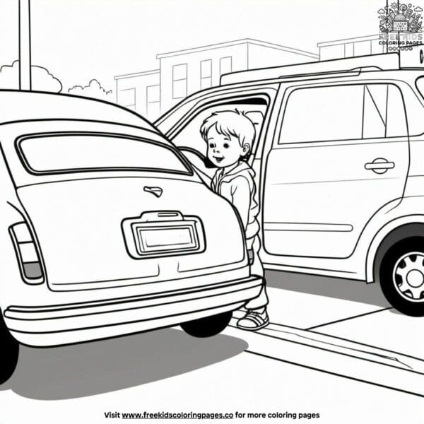 Careful car exit coloring pages