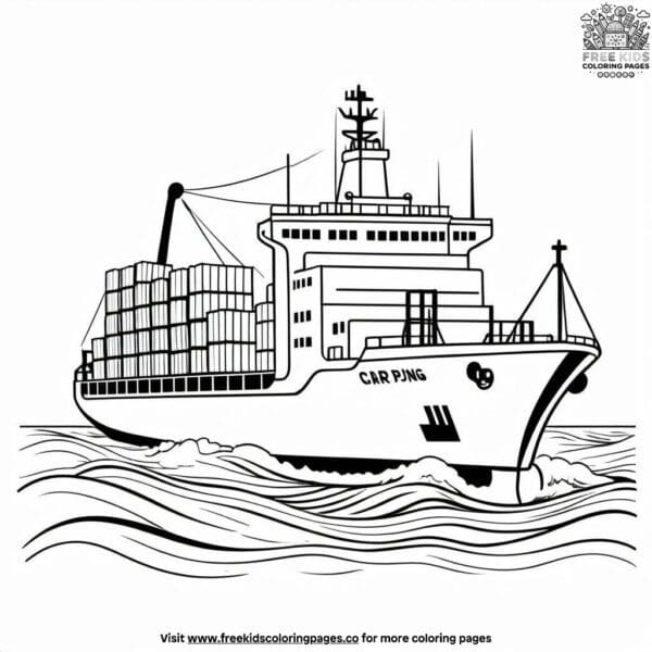 Cargo ship transport coloring pages