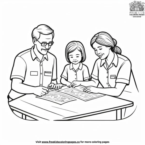 Caring social worker coloring pages