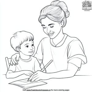 Caring Teacher Coloring Pages