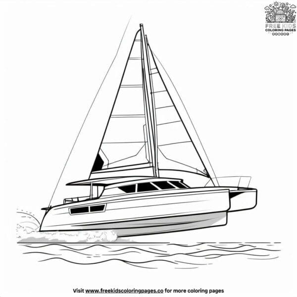 Catamaran sailing fun coloring pages