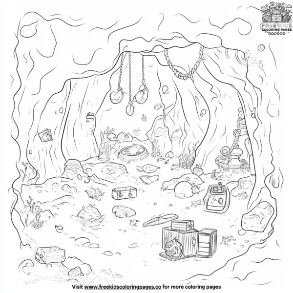 Cave of hidden treasures coloring pages