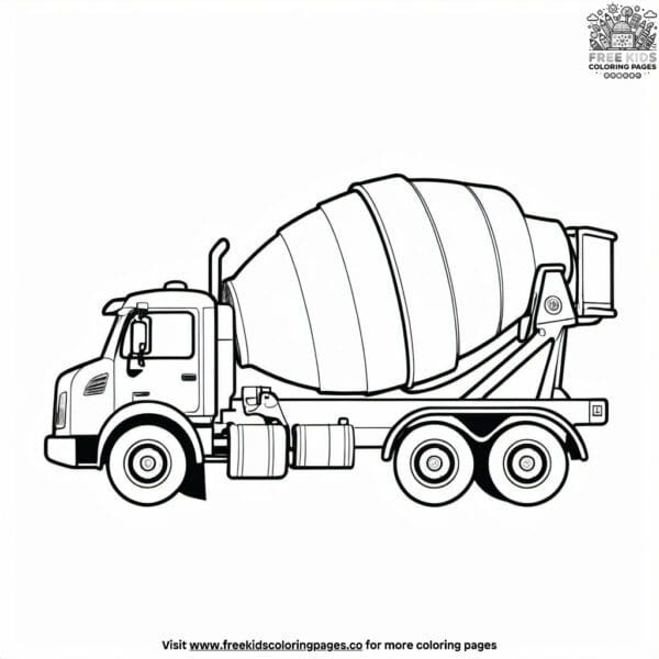 Cement mixer work coloring pages