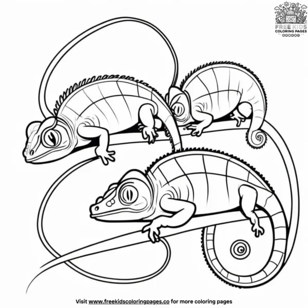 Chameleon capers coloring pages