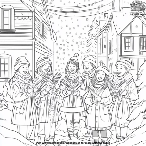 Cheerful carolers coloring pages