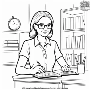 Cheerful Teacher Coloring Pages