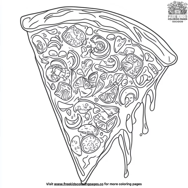 Cheesy pizza slice coloring pages