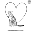 Cheetah And Heart Coloring Pages