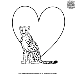 Cheetah And Heart Coloring Pages