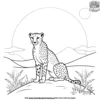 Cheetah in Sunset Coloring Pages