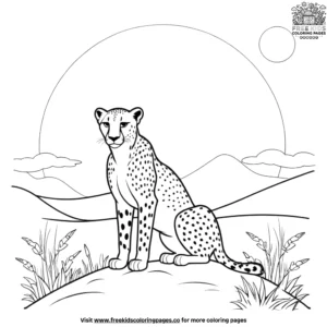 Cheetah in Sunset Coloring Pages