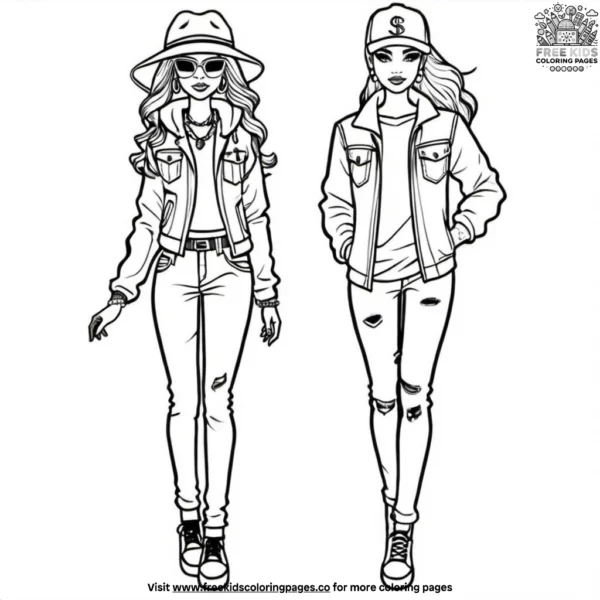 Chic urban outfits coloring pages