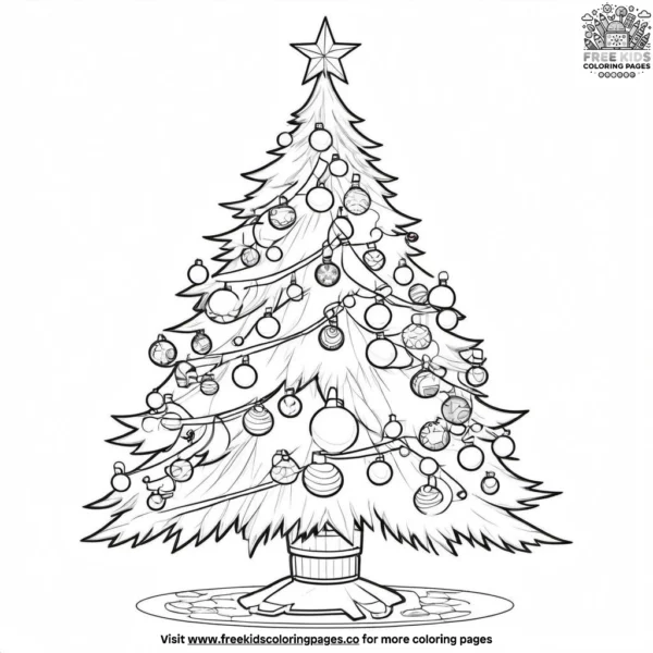 Christmas tree and ornaments coloring pages