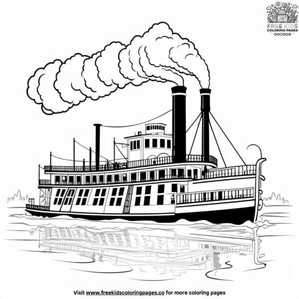 Classic steamboat coloring pages