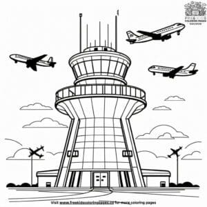 Colorful air traffic control coloring pages