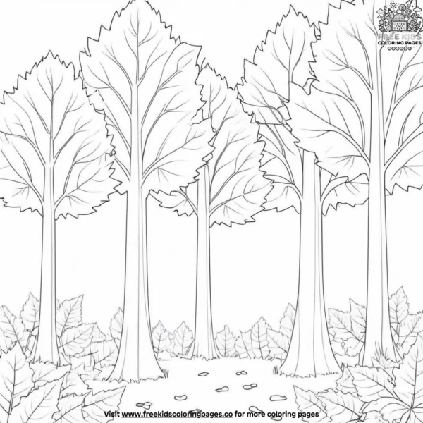 Colorful autumn forest coloring pages