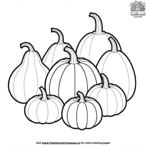 Colorful Autumn Gourds Coloring Pages